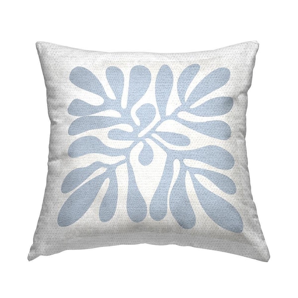Abstract Blue Plant Leaf Blue Square Outdoor Throw Pillow