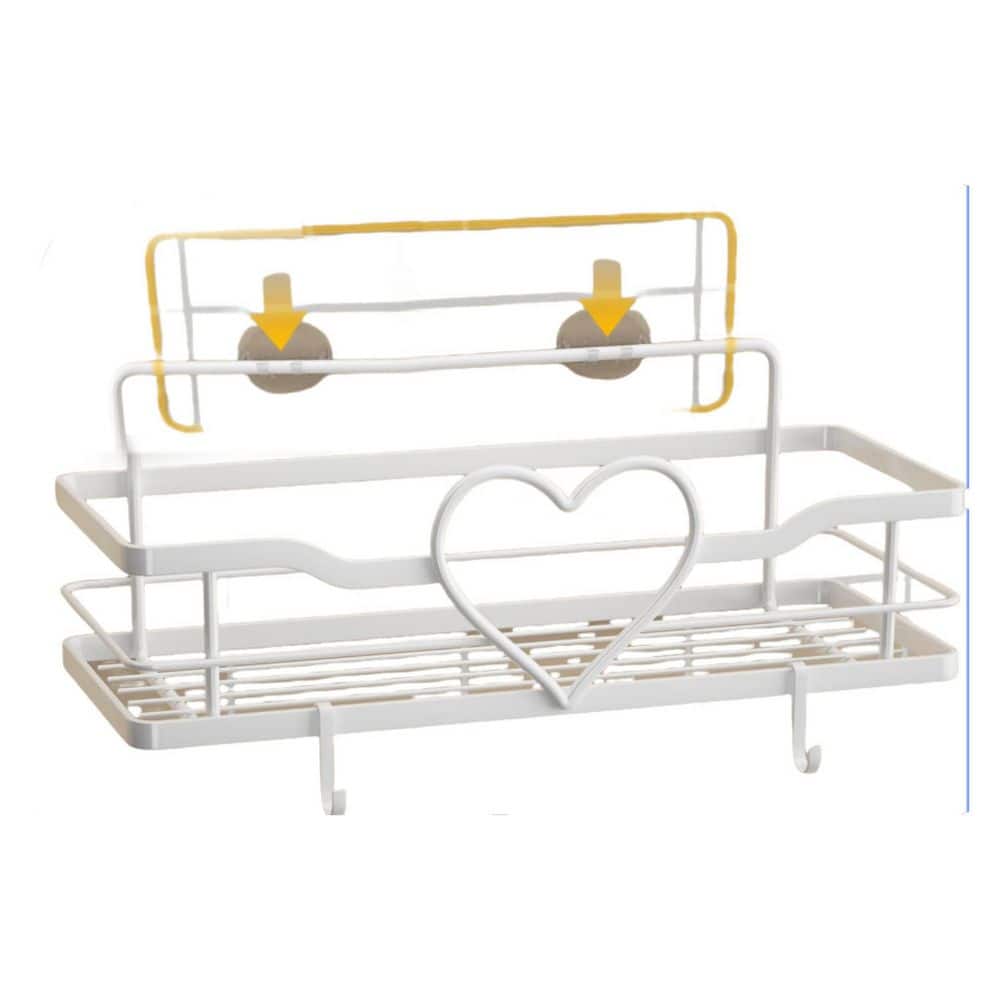 13 in. x 5 in. x 3 in. Sweet Heart Shower Shelves with 4 Removable Hooks for Bathroom Shower, Kitchen, White (2-Pack) price history on PriceWatchPro