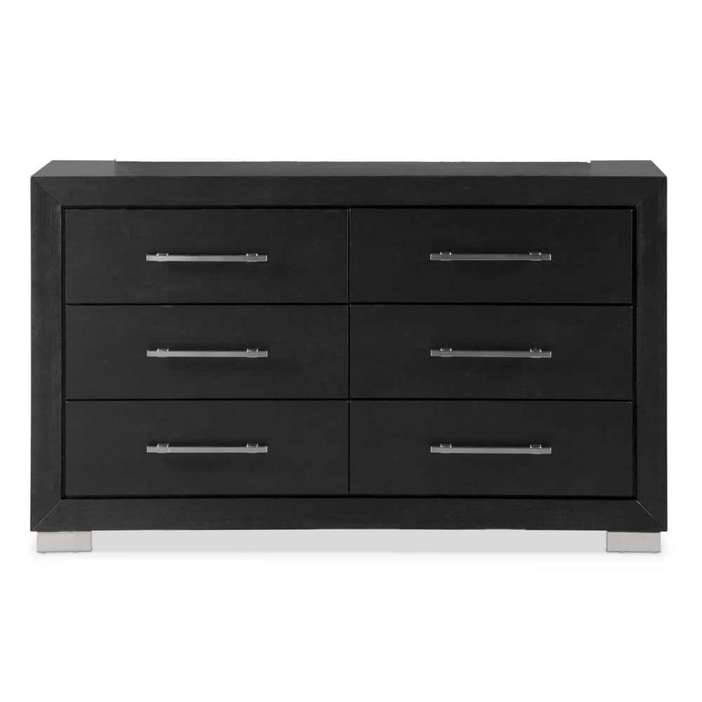 Furniture of America Loomier 6-Drawer Solid Wood Dresser in Black