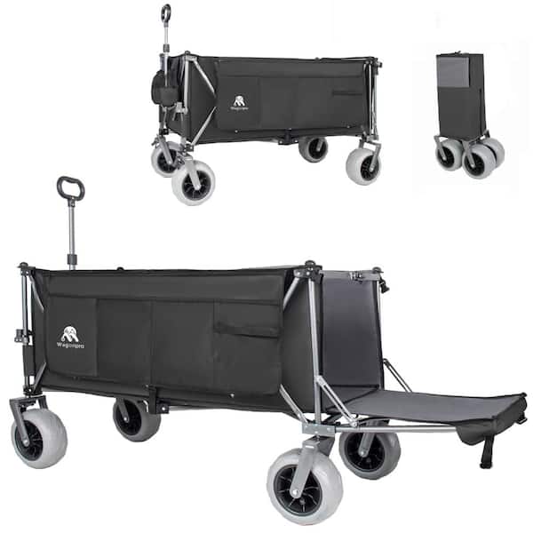 67" Extra Long Beach Wagon, 500lbs, Patented Frame, Black+Gray