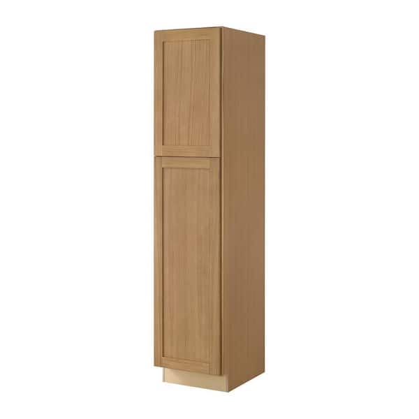 Avondale 18 in. W x 24 in. D x 84 in. H Ready to Assemble Plywood Shaker Pantry Kitchen Cabinet in White Oak