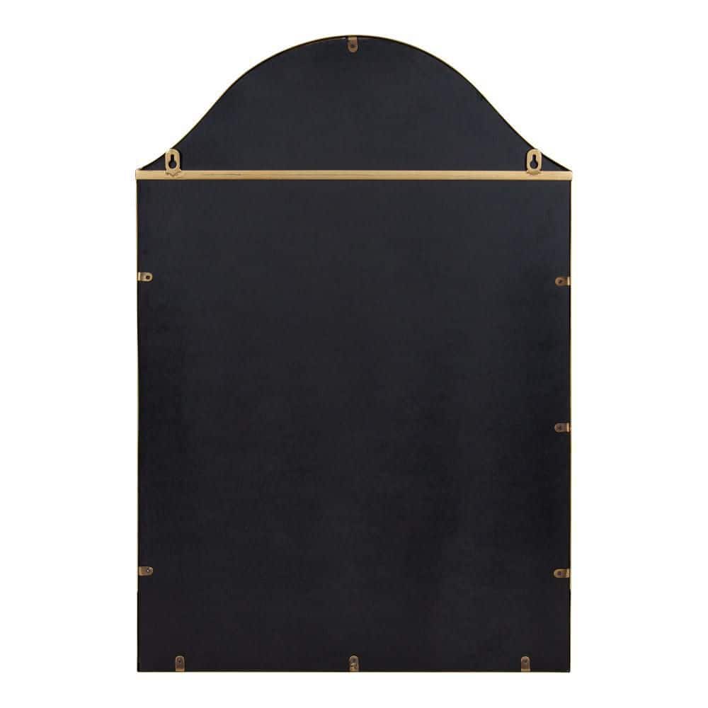 Gramera 20x30 Traditional Scalloped Gold Arch Wall Mirror with Shelf
