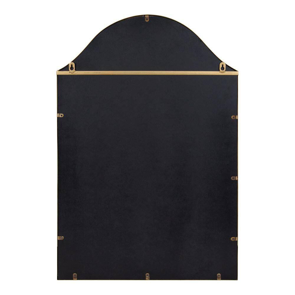 Gramera 20x30 Traditional Scalloped Gold Arch Wall Mirror with Shelf