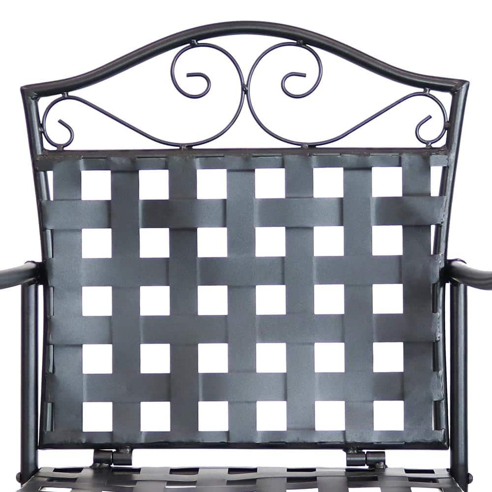 Black Wrought Iron Outdoor Bar Table and Chair Set