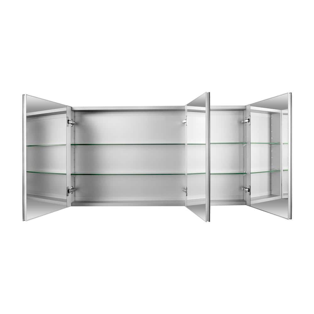 48'' Frameless Mirrored Three-Door Medicine Cabinet with Adjustable Shelves