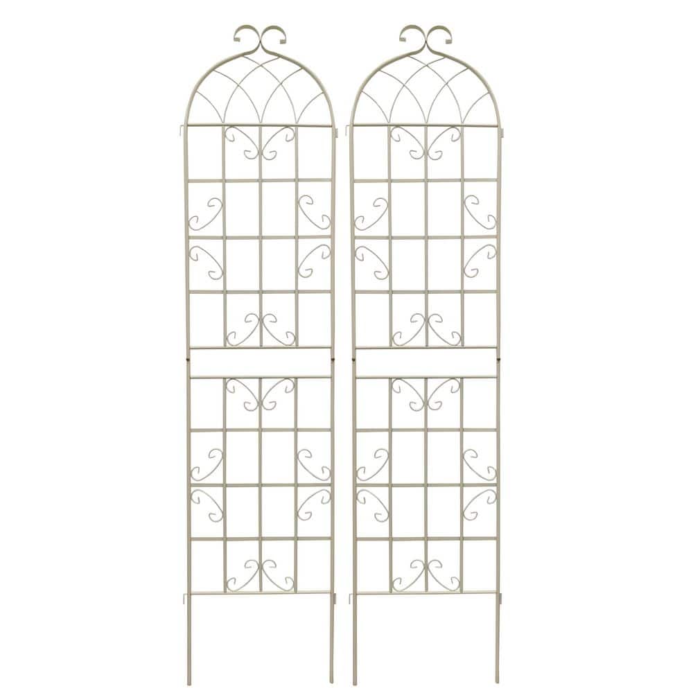 2-Pack 19.7 x 86.7 in. Cream White Metal Garden Trellis, Rustproof Trellis 