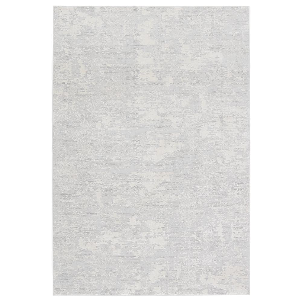 Shah Power-Loomed Light Gray/Cream 5 ft. 3 in. x 7 ft. 6 in. Abstract Recta