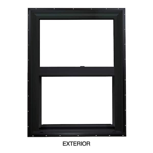 American Craftsman 35.5 in. x 47.5 in. 60 Series Single Hung Vinyl Window Black Exterior and White Interior