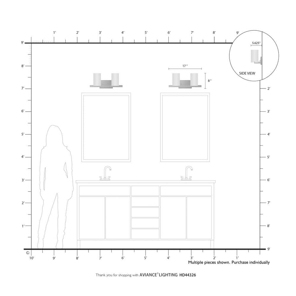 Polished Chrome 2-Light Vanity with Satin Opal Glass
