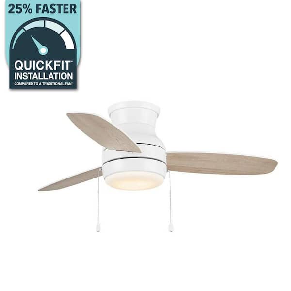 Ashby Park 44 in. White Color Changing Integrated LED Matte White Indoor Ceiling Fan with Light and 3 Reversible Blades