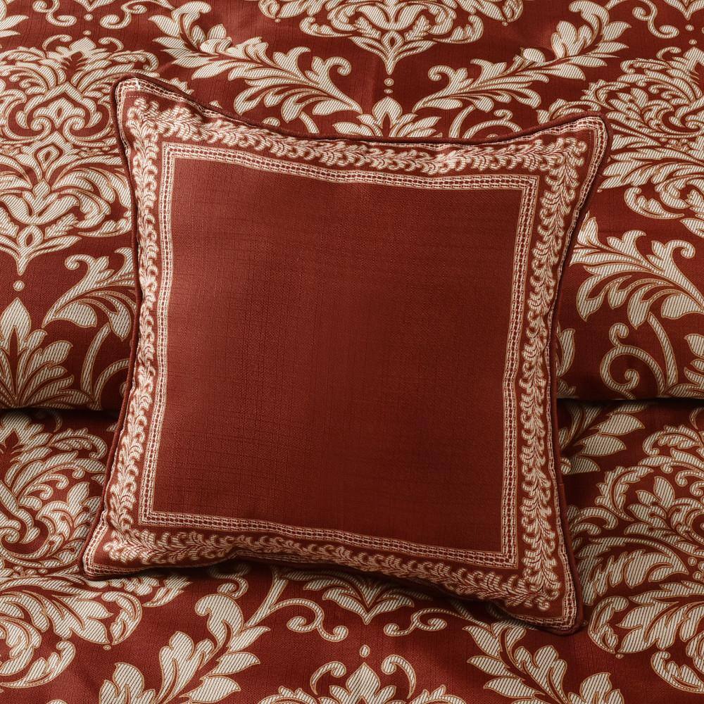 Lazia Red Damask 18" Square Decorative Throw Pillow