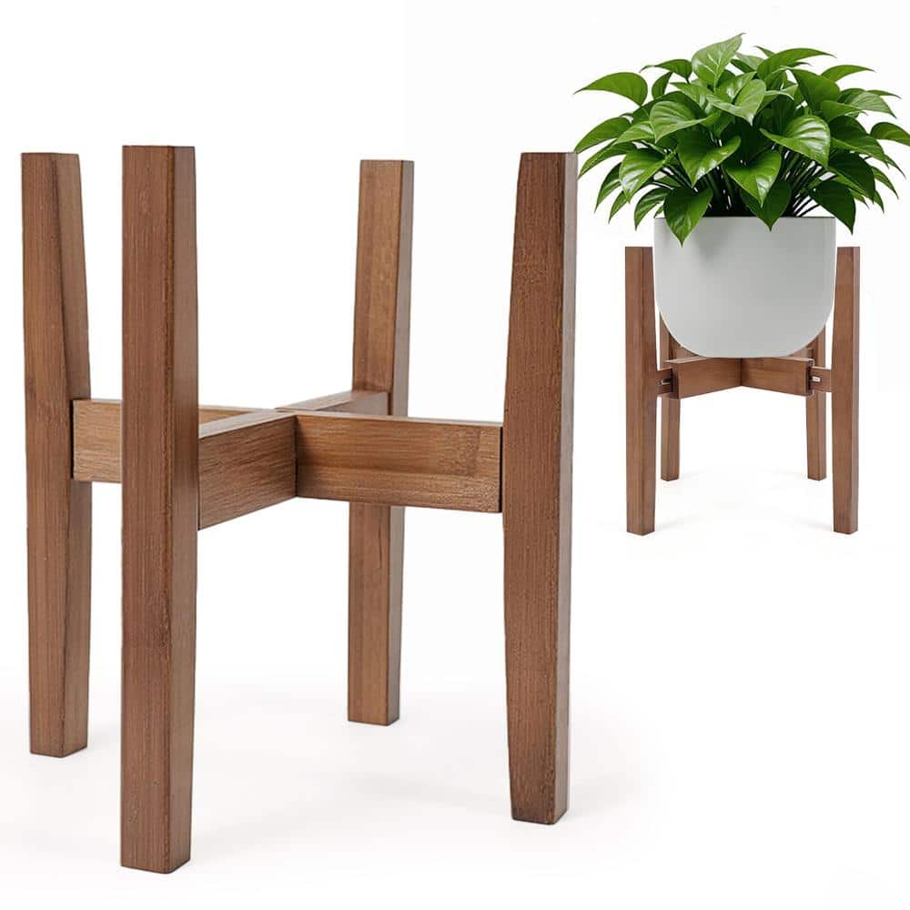 8-12 in. Adjustable Plant Stand Mid Century Modern Walnut Bamboo Pot Holder price history on PriceWatchPro