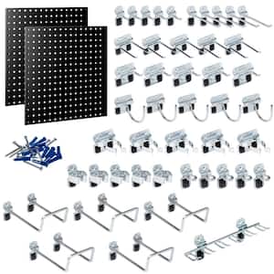 24 in. H x 24 in. W Pegboards with 46 pc LocHook Assortment in Black 2-Pack