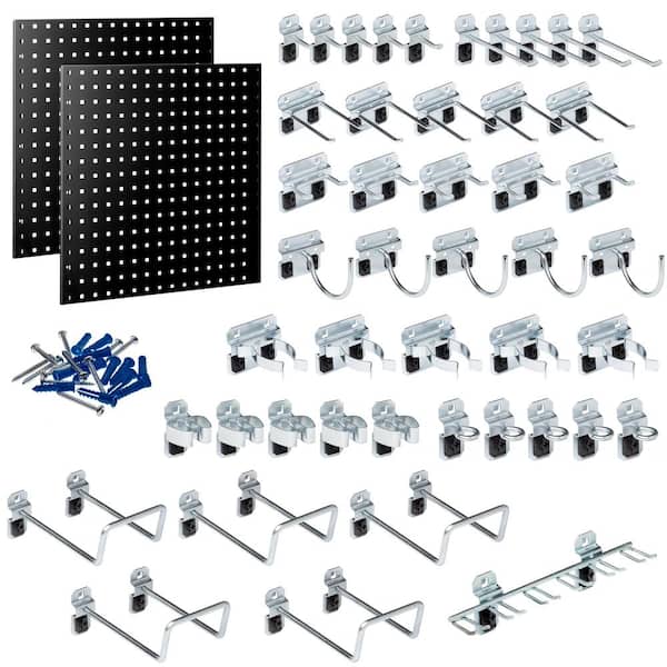 24 in. H x 24 in. W Pegboards with 46 pc LocHook Assortment in Black 2-Pack