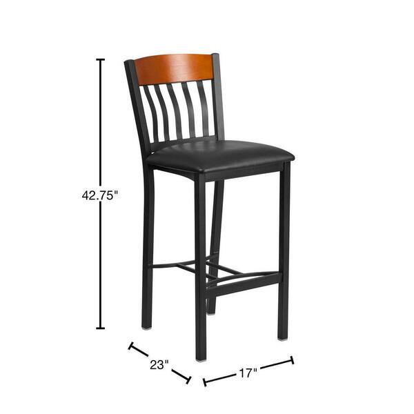 Carnegy Avenue 30 in. High Cherry Wood Bar Stool with Button Tufted Back  and Black Leather Swivel Seat CGA-TA-181521-CH-HD - The Home Depot