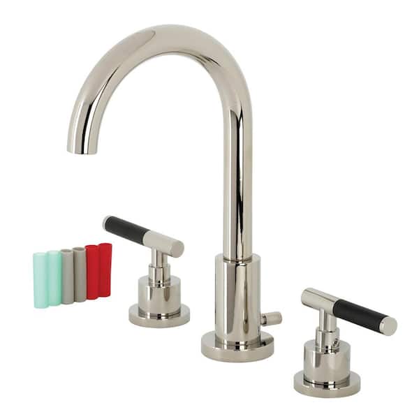 Kingston Brass Kaiser 8 in. Widespread 2-Handle Bathroom Faucet in Polished Nickel