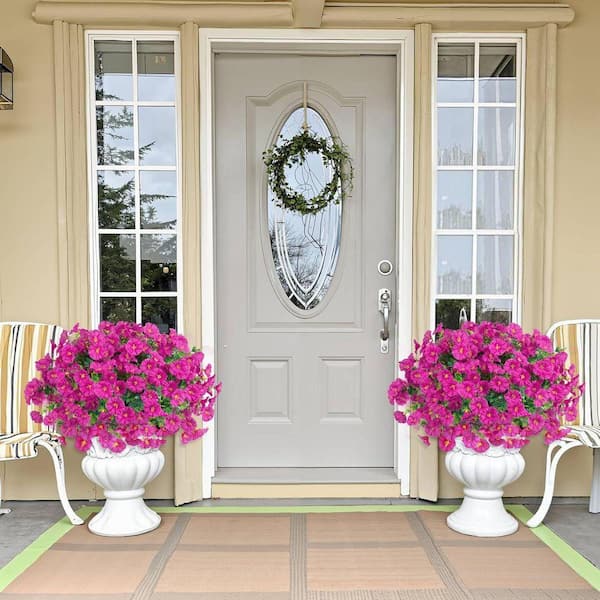 24-Bundles 14.2 in. Pink Artificial Petunia Flowers for Outdoors