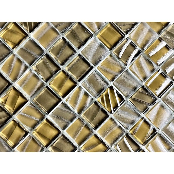 New Era Brown Square Mosaic 12 in. x 12 in. Glossy and Frosted Glass Pool and Wall Tile (1.09 sq. ft./Each)