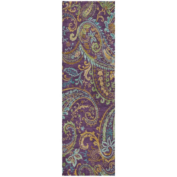 Dream Shag Premium Machine Washable Abstract ADS533 Purple 2 ft. x 7 ft. Runner Rug