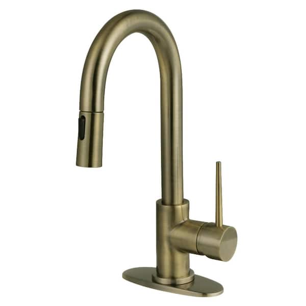 New York 1-Handle Bar Faucet Deckplate Included in Antique Brass