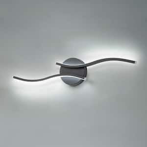 Halia 2-Light 23.6 in. Mordern Integrated LED Black Bath Vanity Light with Curve Shape