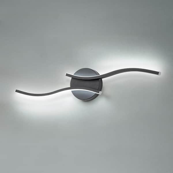 EDISLIVE Halia 2-Light 23.6 in. Mordern Integrated LED Black Bath Vanity Light with Curve Shape