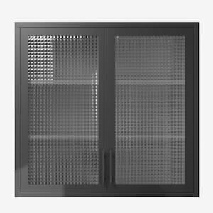 31.5 in. W x 11.8 in. D x 30 in. H Bathroom Storage Wall Cabinet in Black with Hazy Glass Doors, 2 Adjustable Shelves