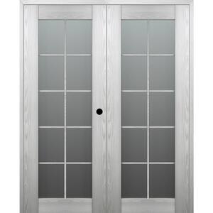 Vona 72 in. x 80 in. Left Hand Active 10-Lite Frosted Glass Ribeira Ash Wood Composite Double Prehung French Door