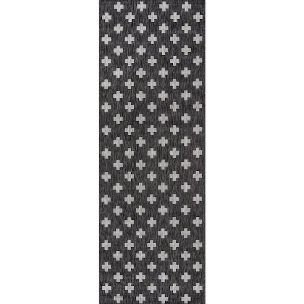 Umbria Charcoal 3 ft. x 8 ft. Indoor/Outdoor Runner Rug