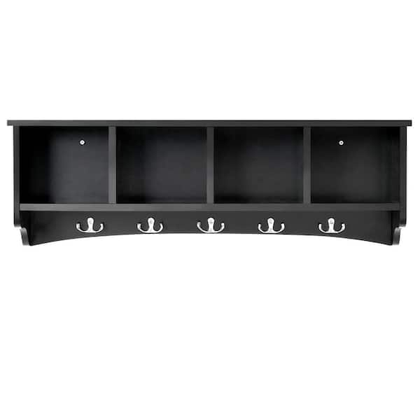 Costway Black Hanging Entryway Shelf Coat Rack Wall Mounted Storage Cabinets