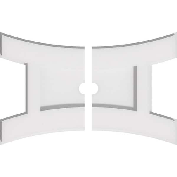 Ekena Millwork 14 in. x 9.37 in. x 1 in. Haven Architectural Grade PVC Contemporary Ceiling Medallion (2-Piece)
