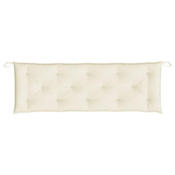 59.1 in. x 19.7 in. White Rectangular Outdoor Cushion for Bench with Tufted Oxford Fabric