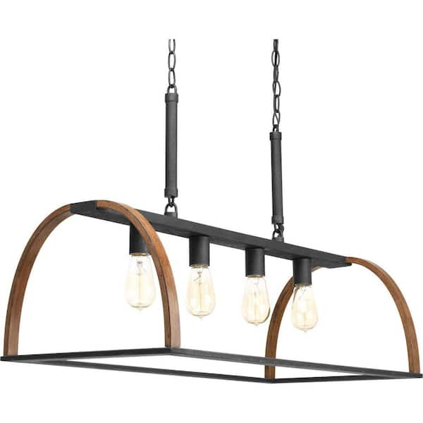 Progress Lighting Trestle Collection 4-Light Gilded Iron Farmhouse Chandelier Light