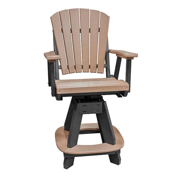 American Furniture Classics Adirondack Black Swivel Counter Height Plastic Outdoor Dining Chair in Cedar