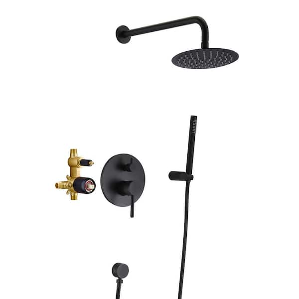 Modern Single Handle 1-Spray Shower Faucet 1.8 GPM with Adjustable Flow Rate in. Matte Black (Valve Included)