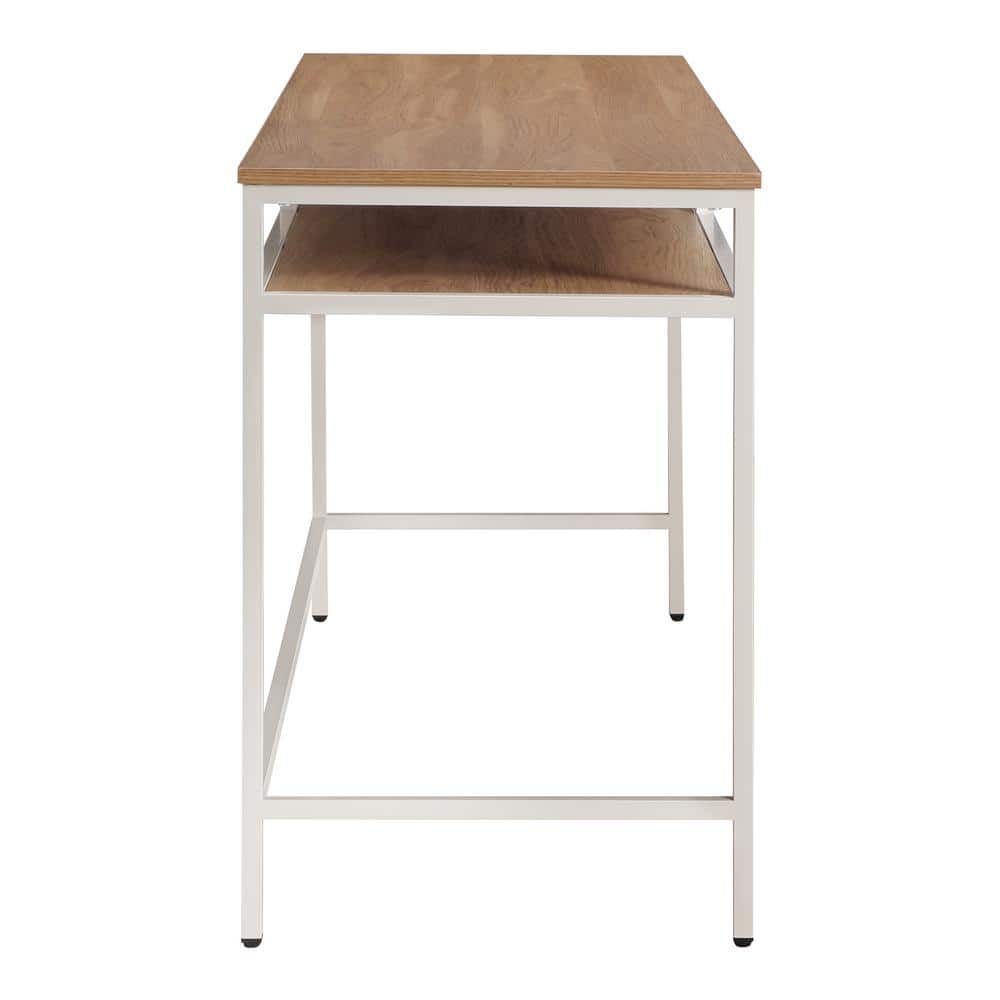 60-Inch Oak and Steel Industrial Writing Desk
