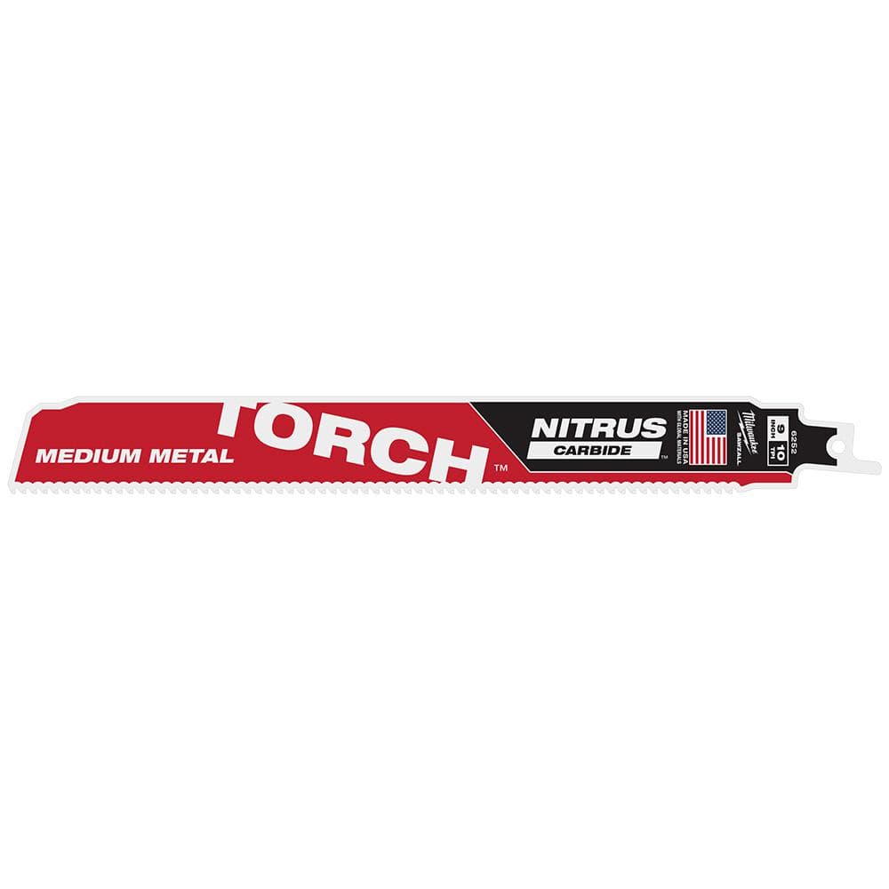 Milwaukee 9 in. 10 TPI TORCH Nitrus Carbide Teeth Medium Metal Cutting Reciprocating Saw Blade w/Additional 9 in. 10 TPI Blade