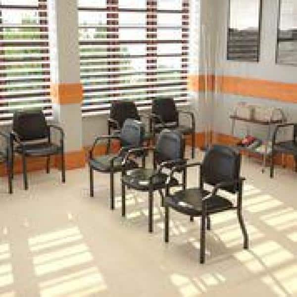 Black Mesh and Vinyl Mid-Back Guest Chair with Metal Frame