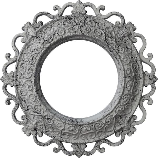 Ekena Millwork 1-1/8 in. x 13-1/4 in. x 13-1/4 in. Polyurethane Orrington Ceiling Medallion, Ultra Pure White Crackle