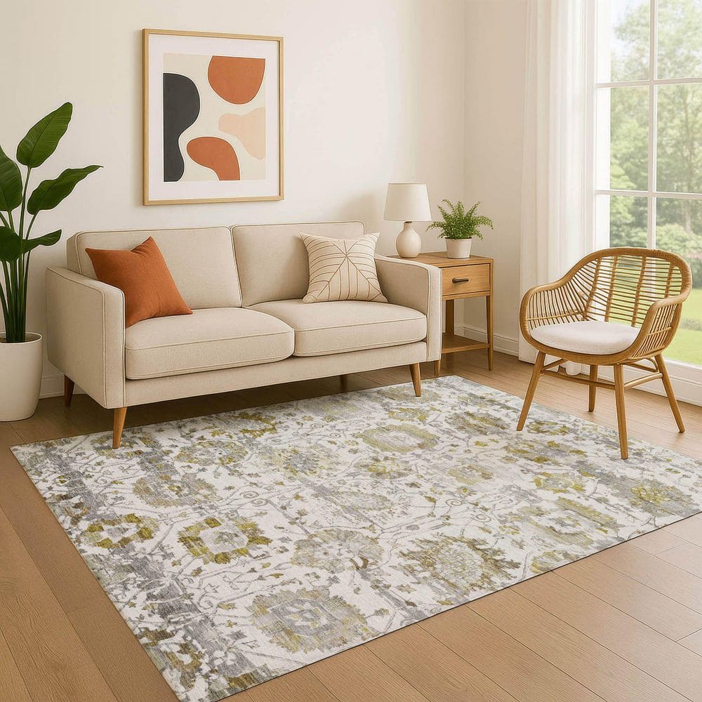 Mayfield Premium Machine Washable Abstract AMF1732 Linen 8 ft. x 10 ft. Area Rug price history on PriceWatchPro