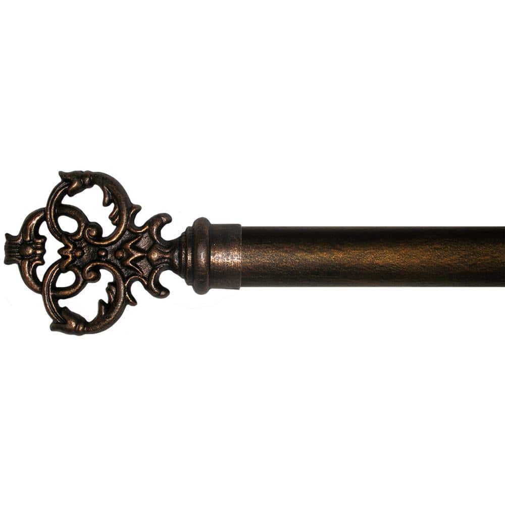 4 ft. Fixed Length 1 in. Dia. Metal Drapery Single Curtain Rod Set in Antique Bronze with New Orleans Finial price history on PriceWatchPro