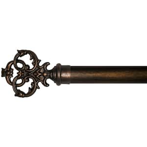 4 ft. Fixed Length 1 in. Dia. Metal Drapery Single Curtain Rod Set in Antique Bronze with New Orleans Finial