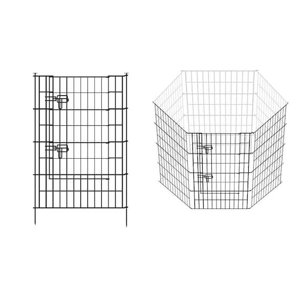 KIWDZFU Decorative Garden Fence No Dig Animal Barrier 40 in x 28in. Panels with Gate Rustproof Metal Wire for Dogs Rabbits Patio