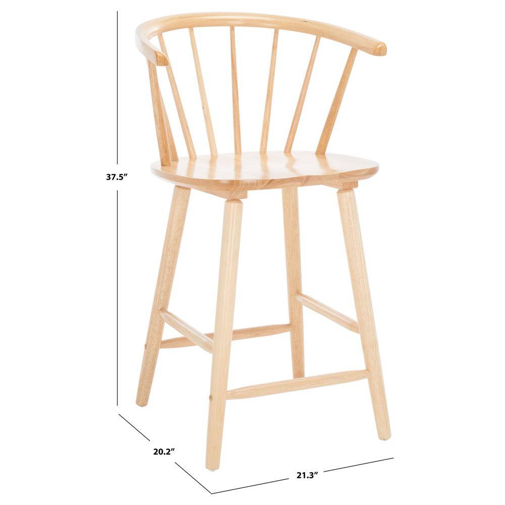 Natural Rubberwood Spindle Back Counter Stool Set