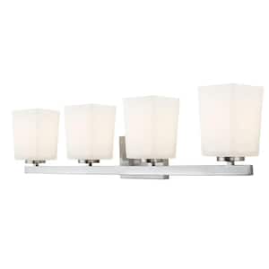 Hartley 4-Light Brushed Nickel Vanity Light with Flat Opal Glass