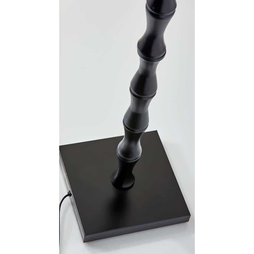 62" Black Metal and Burlap 3-Way Floor Lamp