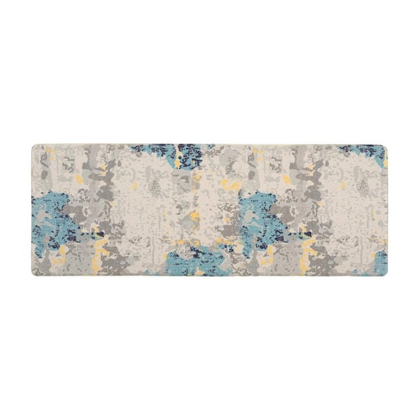 World Rug Gallery Cream Transitional Abstract 18 in. x 47 in. Anti Fatigue Standing Mat