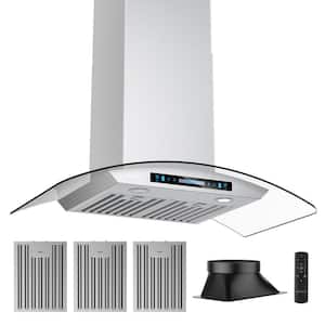 36 in. 900 CFM Ducted Wall Mount Range Hood Tempered Glass in Stainless Steel with Intelligent Gesture Sensing
