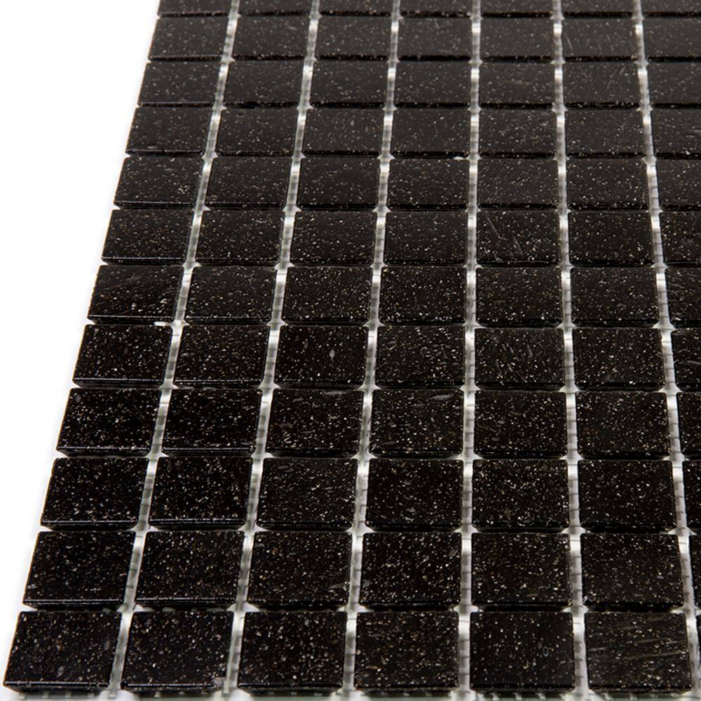 Dune 12 in. x 12 in. Glossy Dark Brown Glass Mosaic Tile