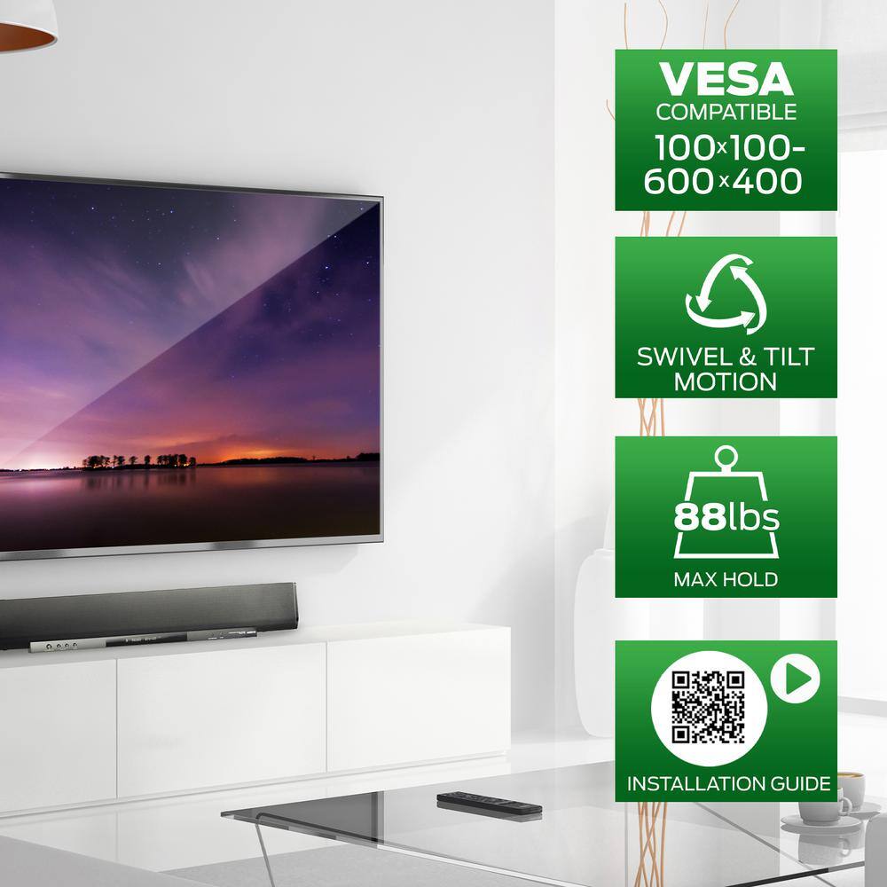 Black Steel Full Motion Wall Mount for TVs up to 70 inches